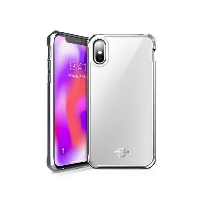 ITSKINS HYBRID GLASS Hülle iPhone XS Max weiss/silber