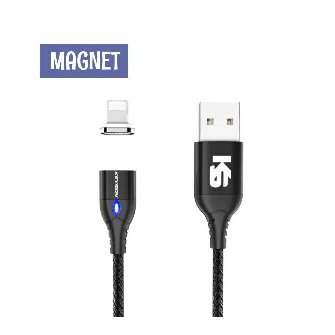 KEYSION Magnetanschluss Ladekabel USB-A auf Lightning 1m schwarz