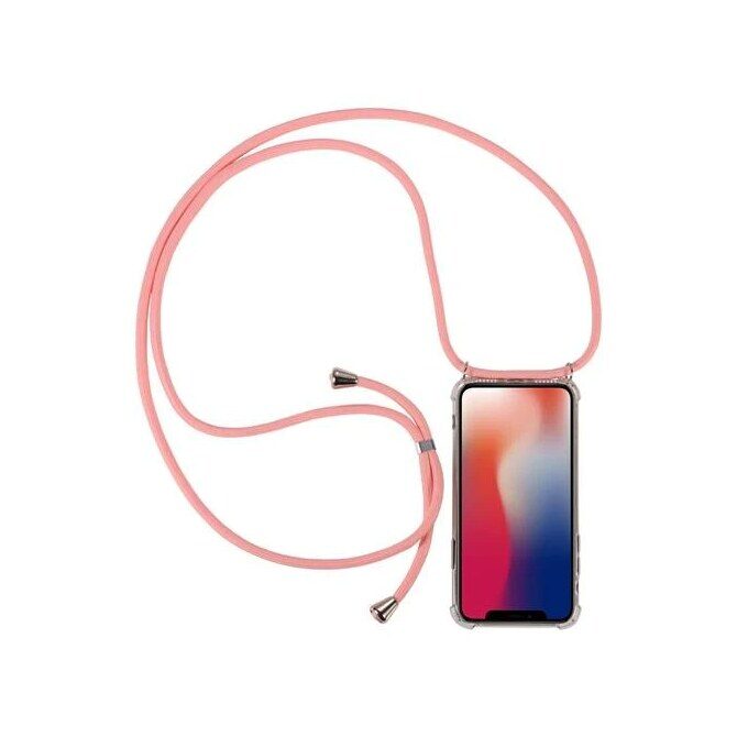 FASHION Hülle transparent mit Handykette pink iPhone 7 / 8 / SE (2020/2022)