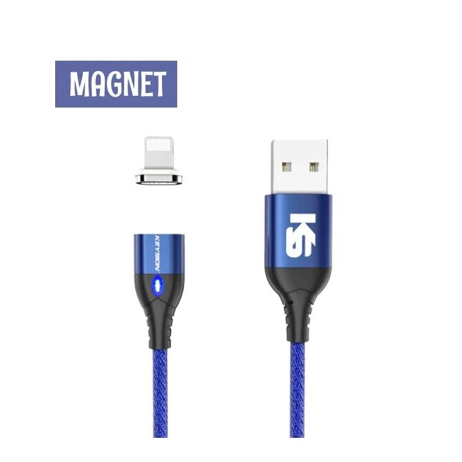 KEYSION Magnetanschluss Ladekabel USB-A auf Lightning 1m blau