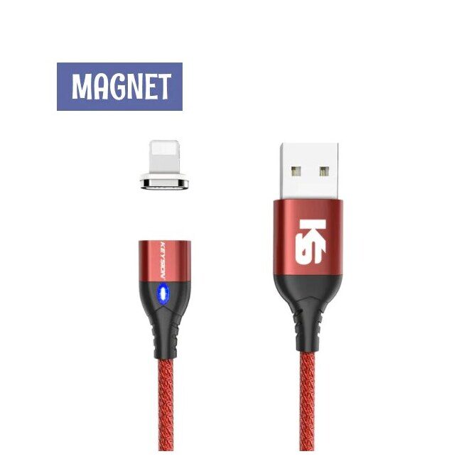 KEYSION Magnetanschluss Ladekabel USB-A auf Lightning 1m rot