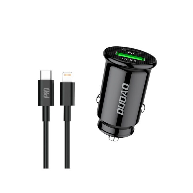 Dudao Autoladegerät 20W Power USB-C / USB-A mit Ladekabel schwarz