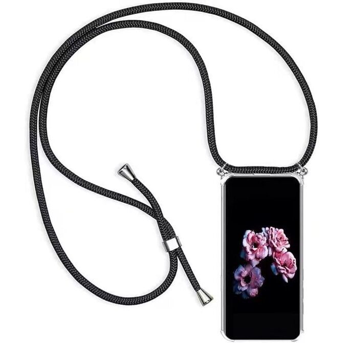 Crossbody Handykette schwarz Hülle iPhone XS Max transparent