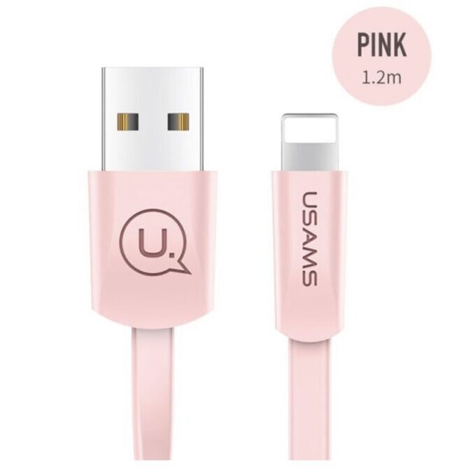 USAMS Ladekabel USB-A auf Lightning 1.2m pink