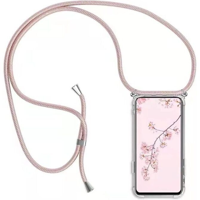 Crossbody Handykette rosa Hülle iPhone XR transparent