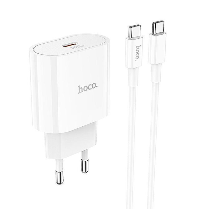 Hoco 20W Power Adapter mit Ladekabel USB-C auf USB-C 1m weiss