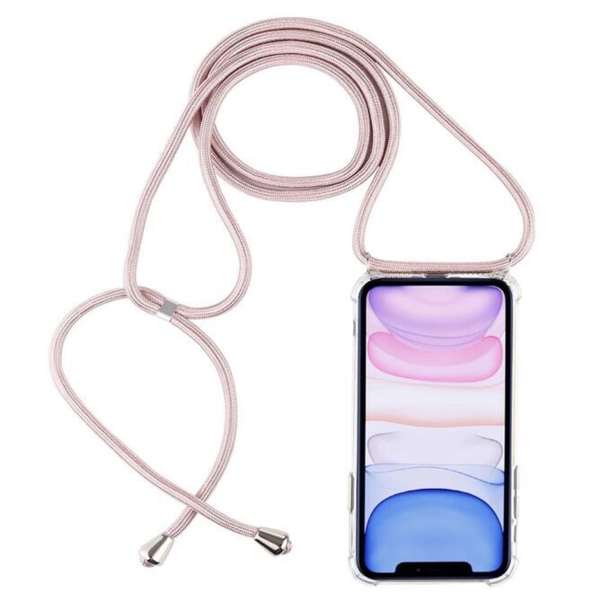 Crossbody Handykette Hülle iPhone XR transparent mit Farbbänder (diverse Farben)