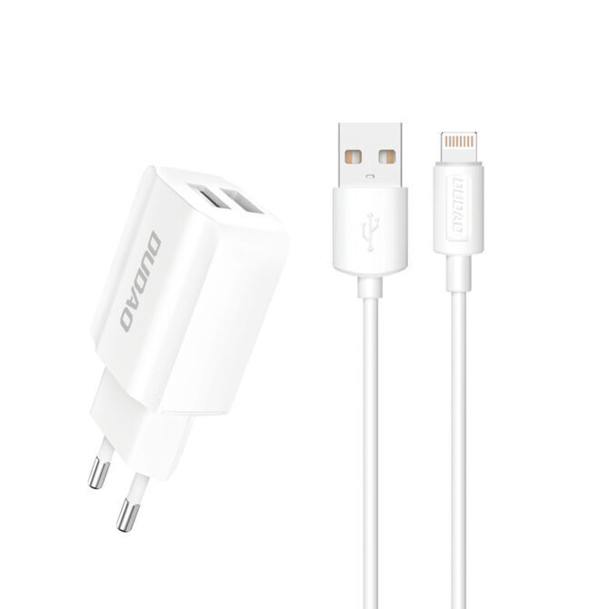 Dudao 2 x USB-A Adapter + Lightningkabel 1m weiss