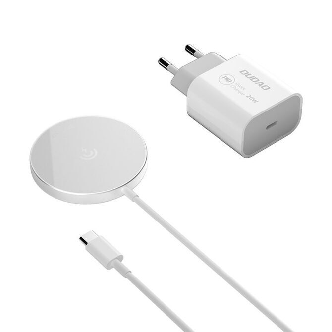 Dudao Kit 15W Ladegerät Qi (MagSafe) + 20W USB-C Adapter weiss