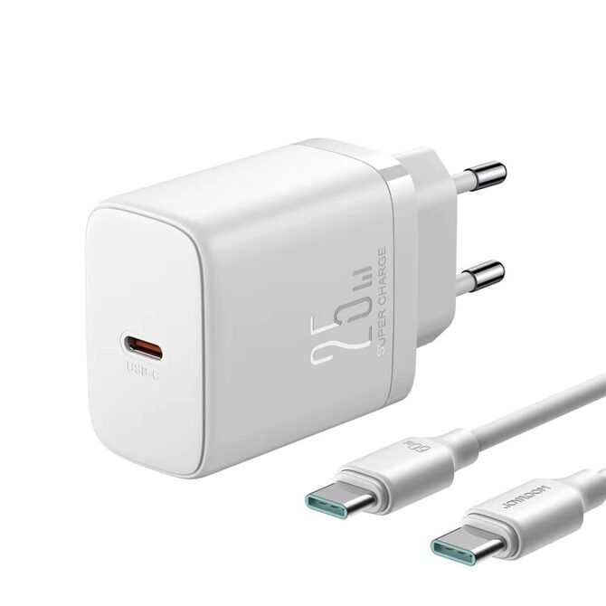 Joyroom 25W USB-C Power Adapter mit Ladekabel USB-C auf USB-C 1m weiss