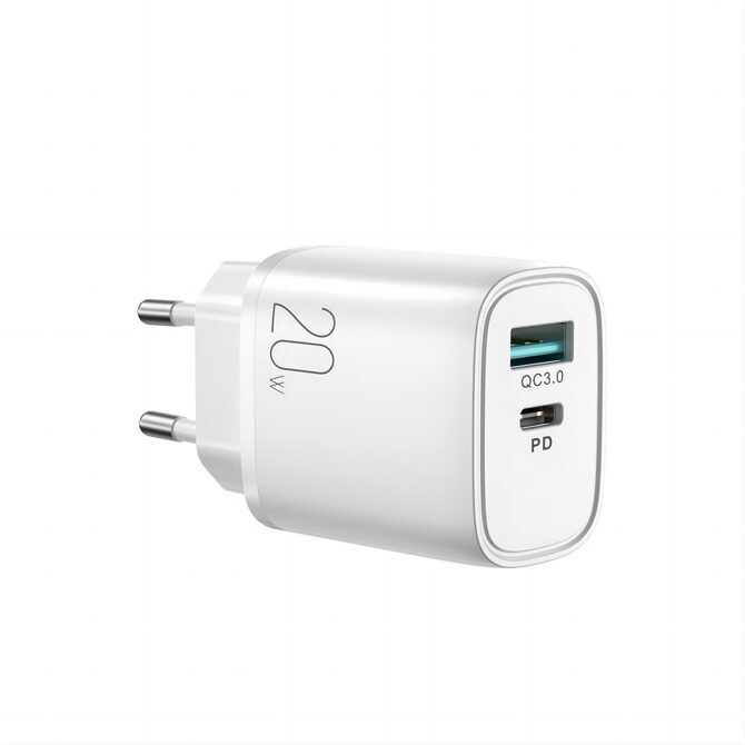 Joyroom 20W Fast Charger USB-A / USB-C Adapter weiss