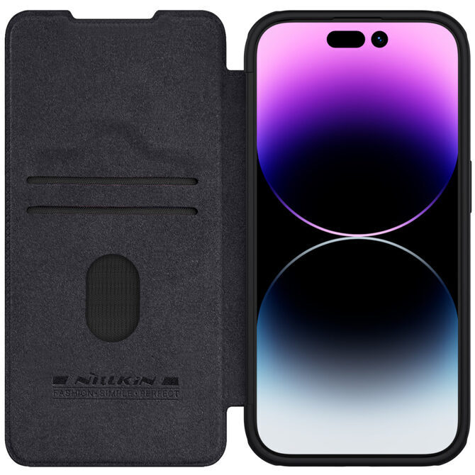 Nillkin QIN Leder Pro Kameraschutz Hülle iPhone 15 Pro Max schwarz