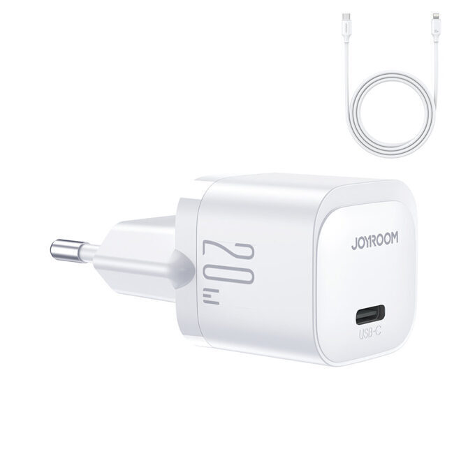 Joyroom Mini 20W Fast Charger USB-C Adapter mit Ladekabel USB-C auf Lightning 1m weiss