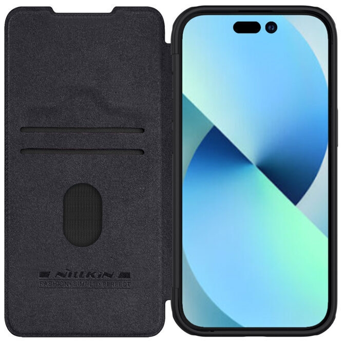 Nillkin QIN Leder Pro Kameraschutz Hülle iPhone 15 Plus schwarz